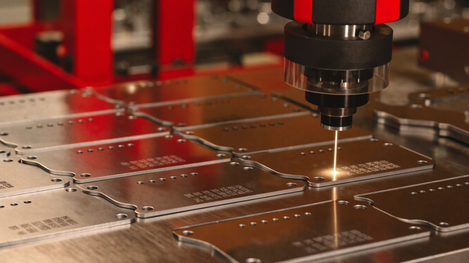 Lasermarkierung von gestanzten Metallteilen mit Data-Matrix-Codes zur Kennzeichnung und Rückverfolgbarkeit